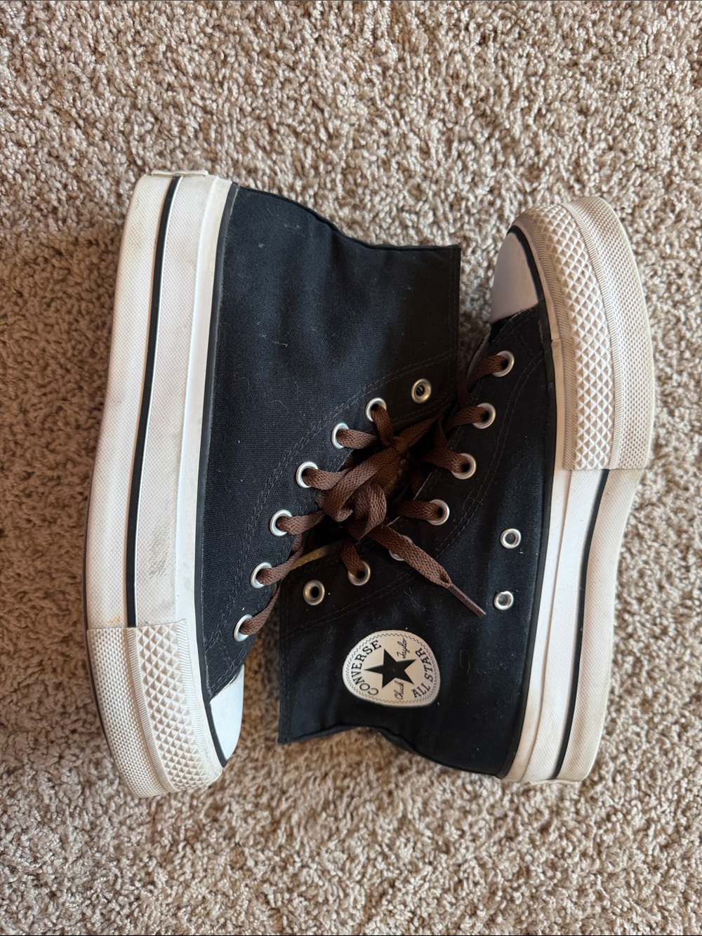 Black Platform Converse High Top Sneakers Women’s Size 7.5 - Picture 2 of 7